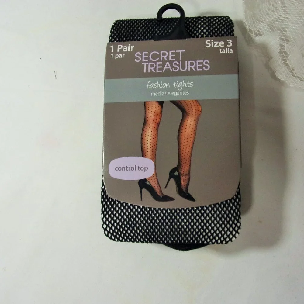 Black Fishnet Tights Stockings NWT Size 3